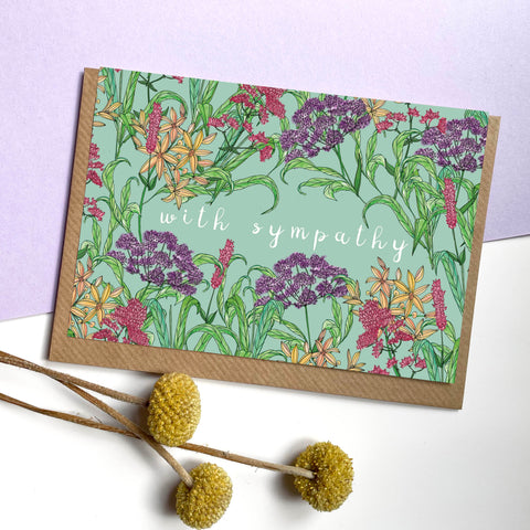 With Sympathy (Wildflowers) - Greetings Card