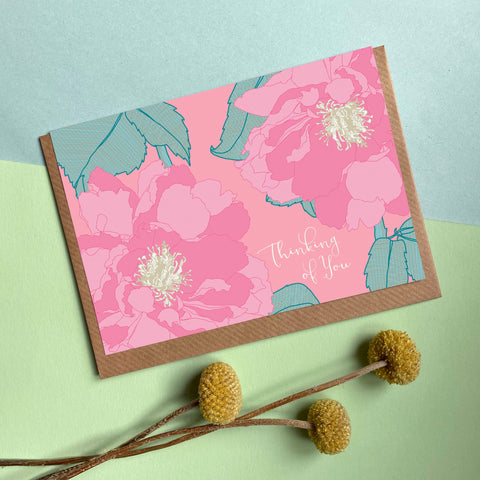 Thinking of You (Peony) - Greetings Card