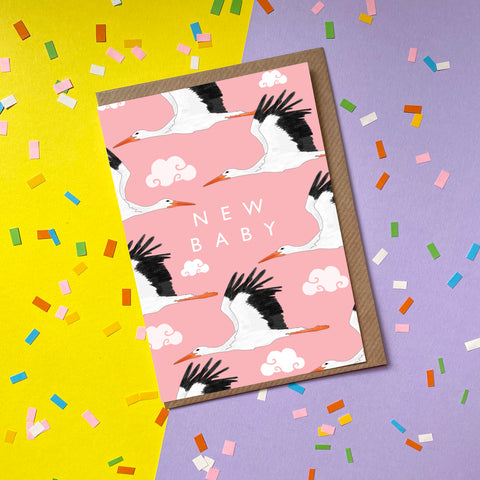 New Baby (pink) - Greetings Card