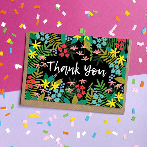 Thank You - Floral - Greetings Card