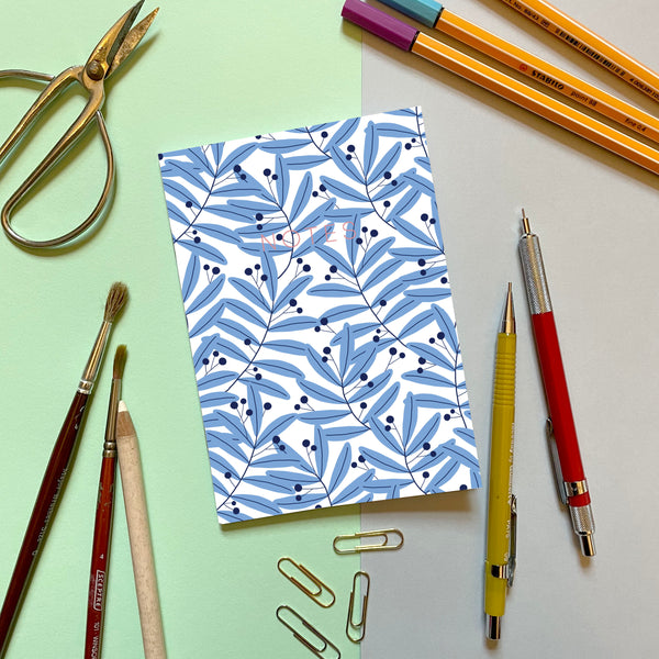Blue Leaves - Mini Notebook