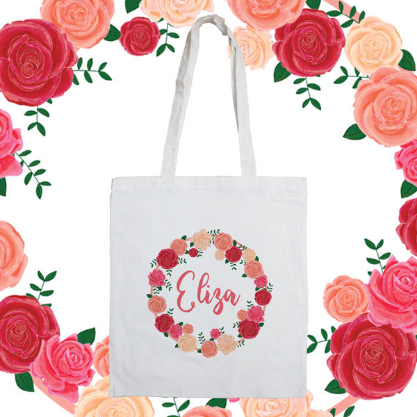Peach Flowers - Personalised Tote Bag