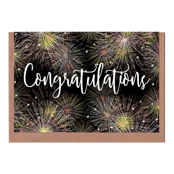 Congratulations (Fireworks) - Greetings Card