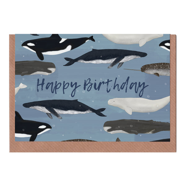 Happy Birthday Whales - Greetings Card