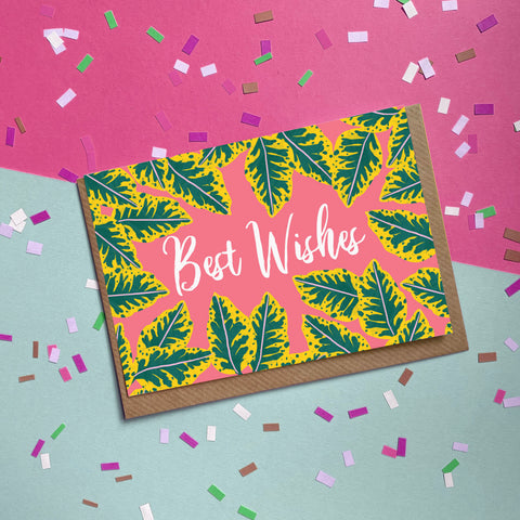Best Wishes - Pink Calathea - Greetings Card