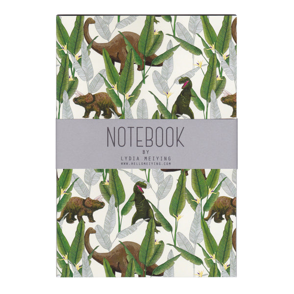 Dinosaur Jungle Cream - A5 Notebook