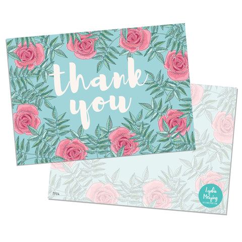 Blue Rose - 10 x Thank You Cards