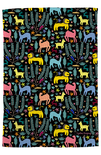 The Lion and the Hare (Black)  - Tea Towel